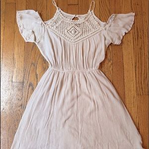 Natural White Shoulder Cutout Boho Dress
